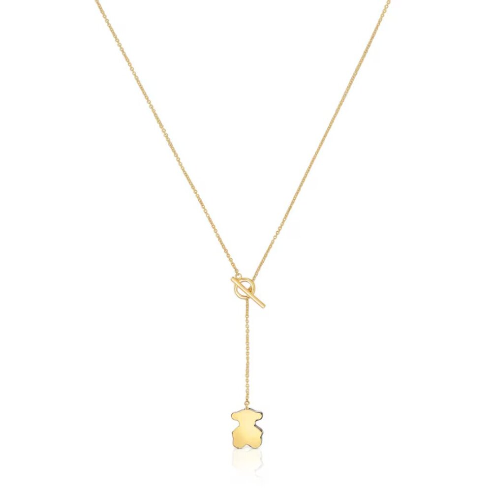 Tous Short Gold Bear Necklace with Onyx 1950
